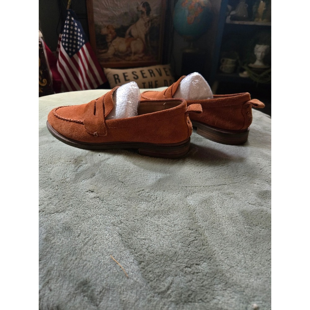 Kelsi Dagger Brooklyn Rust Orange Suede Penny Loafers Womens Size 7 C3851 - Picture 3 of 6
